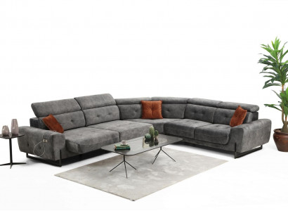 Grau Ecksofa Designer Wohnzimmer Sofa Couch L-Form Polster Luxus Möbel Modern